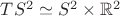 $TS^2\simeq S^2\times \mathbb R^2$
