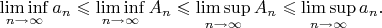 $\liminf\limits_{n\rightarrow \infty}a_n\leqslant\liminf\limits_{n\rightarrow \infty}A_n\leqslant\limsup\limits_{n\rightarrow \infty}A_n\leqslant\limsup\limits_{n\rightarrow \infty}a_n.$