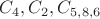 $C_4, C_2, C_{5,8,6}$