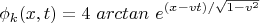 $$\phi_k (x, t) = 4 \ arctan \ e^{(x-vt)/ \sqrt{1-v^2}} $$