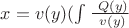 $ x= v(y) (\int\frac {\ Q(y)}  {\ v(y)}$
