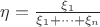 $\eta=\frac{\xi_1}{\xi_1+\cdots+\xi_n}$