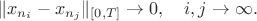 $$\|x_{n_i}-x_{n_j}\|_{[0,T]}\to 0,\quad i,j\to\infty.$$
