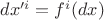 $dx'^i=f^i(dx)$
