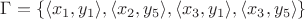 $\Gamma =\{\langle x_1,y_1\rangle ,\langle x_2,y_5 \rangle, \langle x_3,y_1 \rangle ,\langle x_3 , y_5 \rangle \}$
