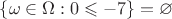 $\{\omega\in\Omega: 0\leqslant -7\}=\varnothing$