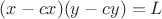 $(x-cx)(y-cy) = L$