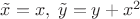 $\tilde x=x,\;\tilde y=y+x^2$