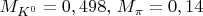 $M_{K^0}=0,498,\, M_{\pi}=0,14$