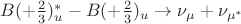$B(+\frac{2}{3})_u^*-B(+\frac{2}{3})_u \to \nu_{\mu} + \nu_{\mu^*}$