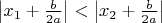 $\left|x_1+\frac{b}{2a}\right|<\left|x_2+\frac{b}{2a}\right|$