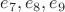 $e_7, e_8, e_9$