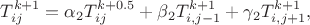 $$T_{ij}^{k+1}=\alpha_2 T_{ij}^{k+0.5}+\beta_2 T_{i,j-1}^{k+1}+\gamma_2 T_{i,j+1}^{k+1},$$