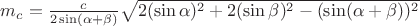 $m_c=\frac{c}{2\sin(\alpha+\beta)}\sqrt{2(\sin\alpha)^2+2(\sin\beta)^2-(\sin(\alpha+\beta))^2}$ $m_c=\frac{c}{2\sin(\alpha+\beta)}\sqrt{2(\sin\alpha)^2+2(\sin\beta)^2-(\sin(\alpha+\beta))^2}$