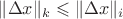 $\|\Delta x\|_k \leqslant \|\Delta x\|_i$
