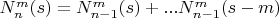 $N^m_n(s)=N^m_{n-1}(s)+...N^m_{n-1}(s-m)$