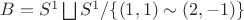 $B=S^1\bigsqcup S^1\slash \{(1,1)\sim (2,-1)\}$