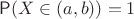 $\mathsf P(X\in(a,b))=1$