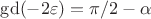 $\rm{gd} (-2\varepsilon)= \pi/2-\alpha$