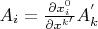 $A_i=\frac{\partial x_i^0}{\partial x^{k'}}A_k^{'}$