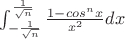 $\int_{-\frac {1} {\sqrt n}}^{\frac {1} {\sqrt n}}\frac {1-cos{^n}x} {x^2}dx$
