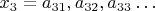 $x_3=a_{31}, a_{32}, a_{33}&hellip;$