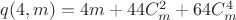 $q(4,m)=4m+44C^2_m+64C^4_m$
