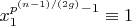 $x_1^{p^{(n-1)/(2 g)}-1} \equiv 1$