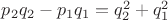 $p_2q_2-p_1q_1=q_2^2+q_1^2$