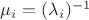 $\mu_i=(\lambda_i)^{-1}$