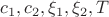 $c_1,c_2,\xi_1,\xi_2,T$