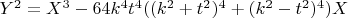 $Y^2=X^3-64k^4{t^4}((k^2+t^2)^4+(k^2-t^2)^4)X$