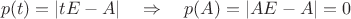 $$p(t)=|tE-A|\quad\Rightarrow\quad p(A)=|AE-A|=0$$