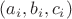 $(a_i, b_i, c_i)$ $(a_i, b_i, c_i)$