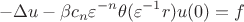 $$-\Delta u -\beta  c_n\varepsilon^{-n}\theta (\varepsilon^{-1}r)u(0)=f$$