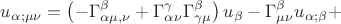 \[
u_\alpha  _{;\mu \nu }  = \left( - {\Gamma _{\alpha \mu ,\nu }^\beta   + \Gamma _{\alpha \nu }^\gamma  \Gamma _{\gamma \mu }^\beta  } \right)u_\beta   - \Gamma _{\mu \nu }^\beta  u_{\alpha ;\beta }  + 
\]
