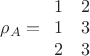 $\[{\rho _A} = \begin{array}{*{20}{c}}
  1&2 \\ 
  1&3 \\ 
  2&3 
\end{array}\]$