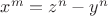 $x^m  = z^n  - y^n $