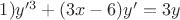 $1)y'^3+(3x-6)y'=3y$
