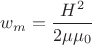 $w_m=\dfrac{H^2}{2\mu\mu_0}$
