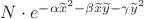 $N\cdot e^{-\alpha \widetilde x^2-\beta \widetilde x\widetilde y-\gamma \widetilde y^2}$