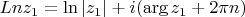 $Ln z_1=\ln|z_1|+i(\arg z_1+2\pi n)$
