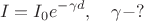 $$I = I_0 e^{-\gamma d}, \quad \gamma - ?$$