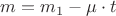 $m=m_1-\mu\cdot t$