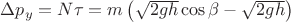 $\Delta p_{y}=N\tau=m\left(\sqrt{2gh}\cos\beta-\sqrt{2gh}\right)$
