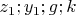 $z_1;y_1;g;k$