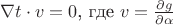 $\nabla t\cdot v =0$, где $v=\frac{\partial g}{\partial \alpha }$