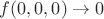 $f(0,0,0) \to 0$
