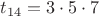 $t_{14}=3\cdot5\cdot7$