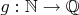 $g: \mathbb N \to \mathbb Q$